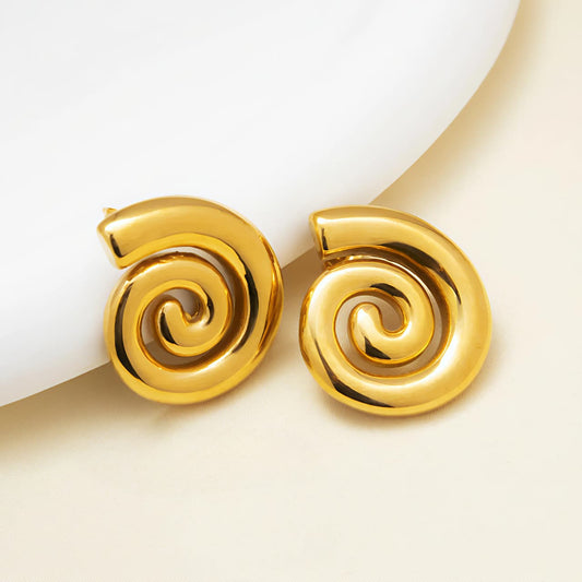 High-Shine Gold Conch Shell Earrings JL0009