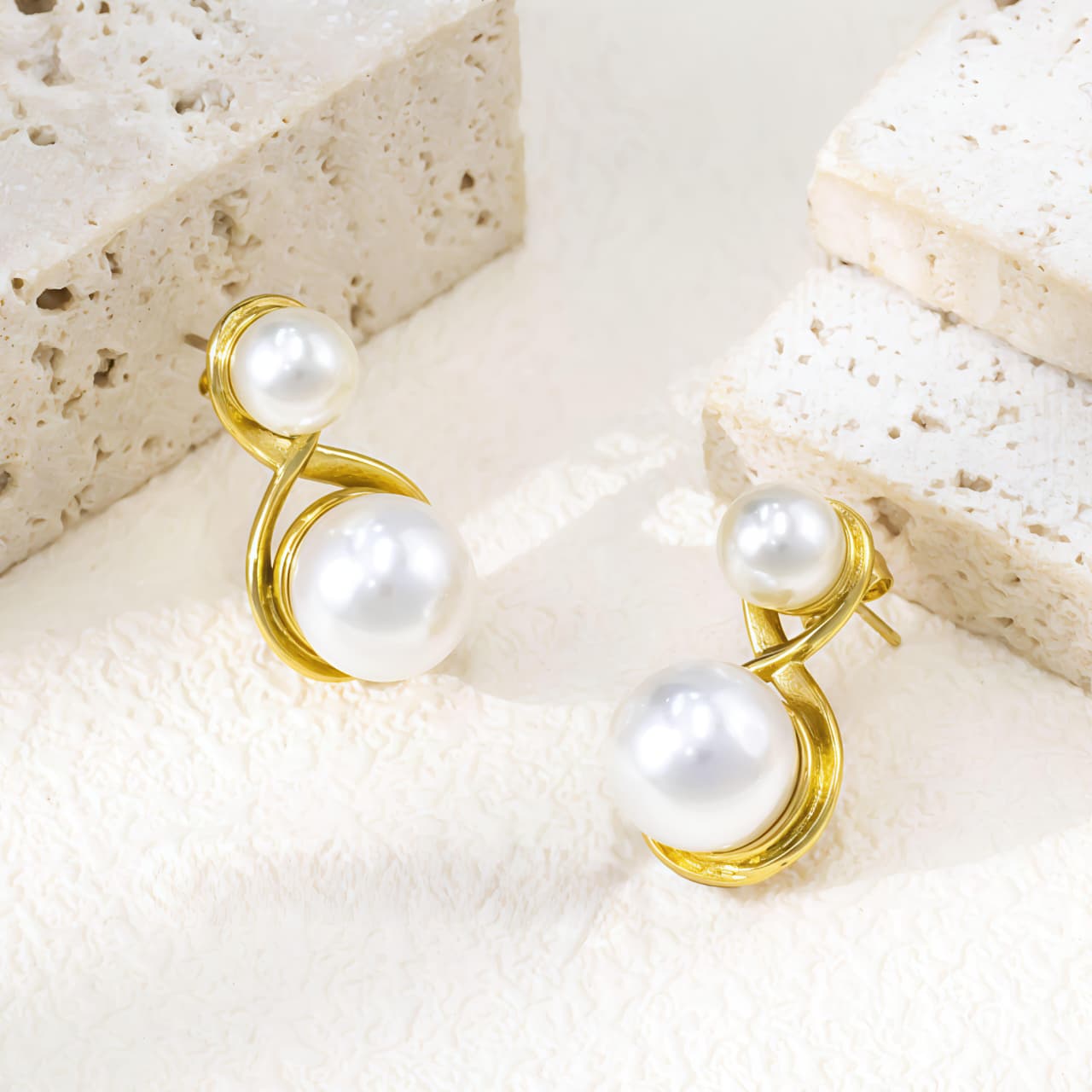 Classic Double Pearl Loop Earrings JL0023