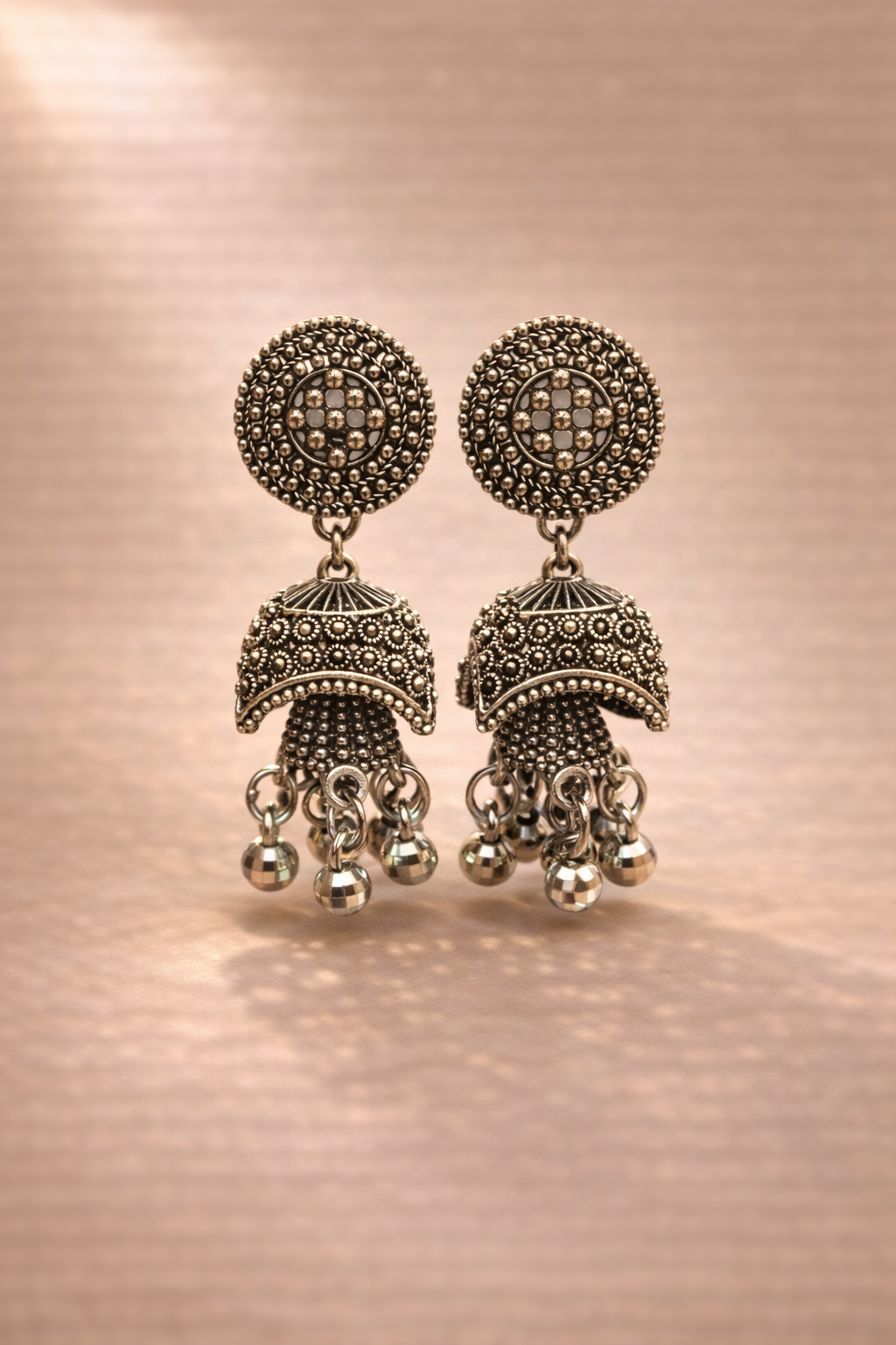 Oxidized Silver Antique Jhumka Earrings for Women | Traditional Ethnic Drop Earrings